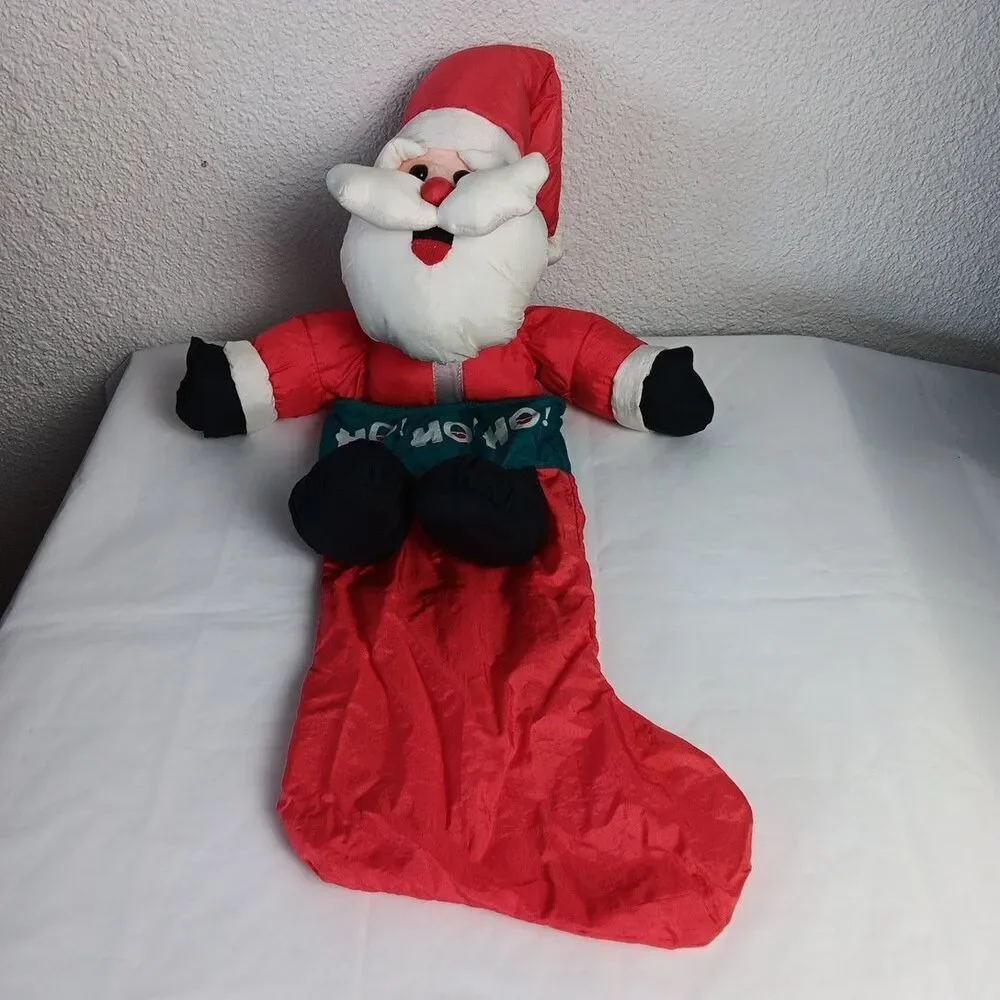 Fiesta 1989 Santa Claus Christmas Stocking Puffy Style Nylon Plush Stuffed 22in